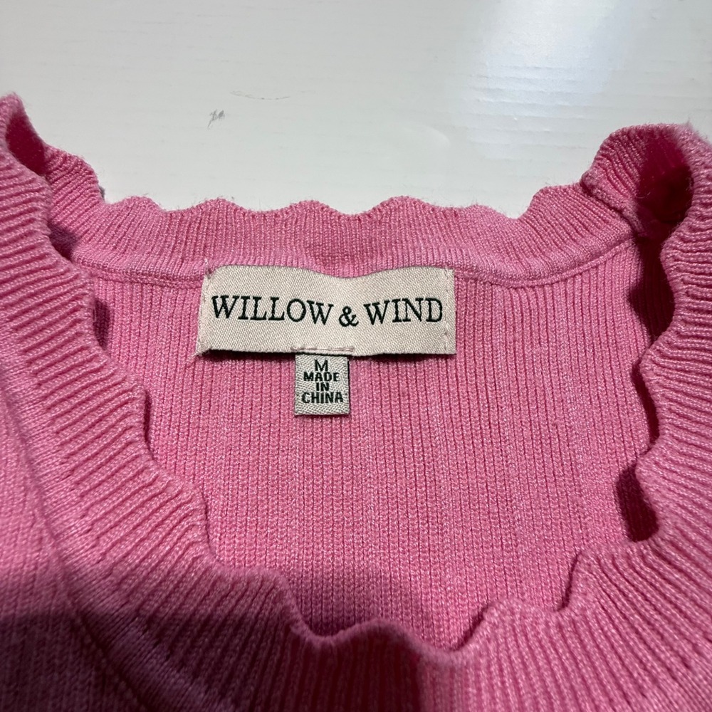 Willow & Wind Girls Pink Ribbed Knit Pointelle Dress Size M 8-10 - Picture 3 of 4